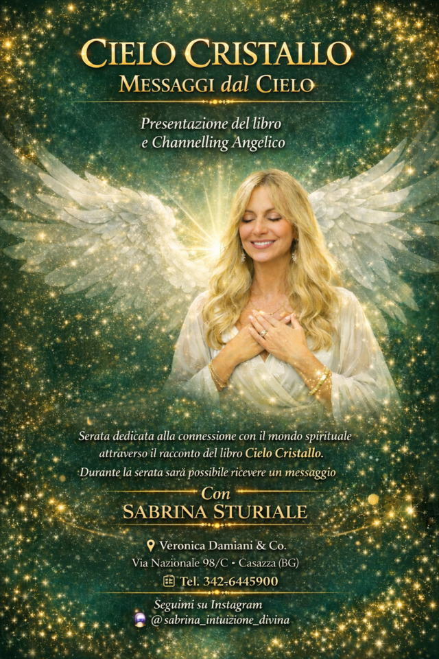 Locandina evento Cielo Cristallo Messaggi dal Cielo con channelling angelico a Casazza 27 marzo 2026
